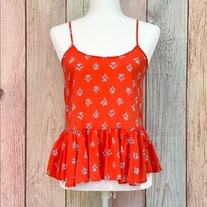‼️CLEARANCE SALE‼️ Women’s Old Navy Orange Floral Print Ruffle Cropped Tank Top